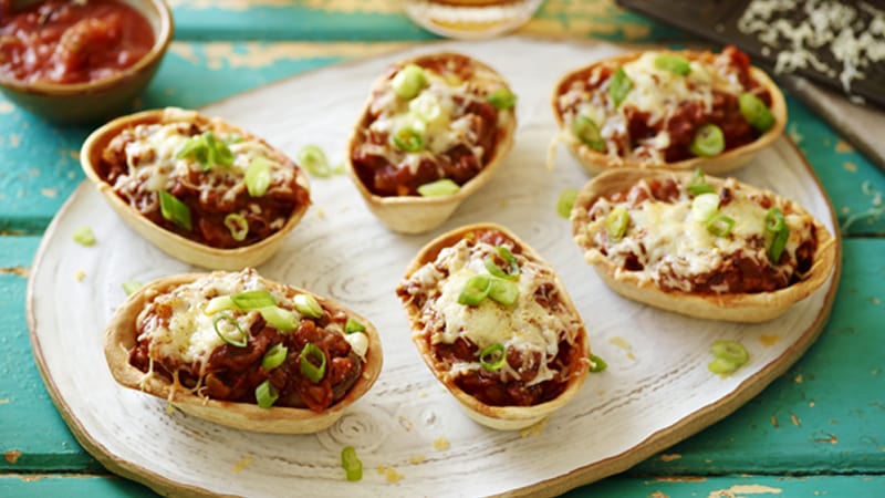 Minitacos som nötfärs-enchilador
